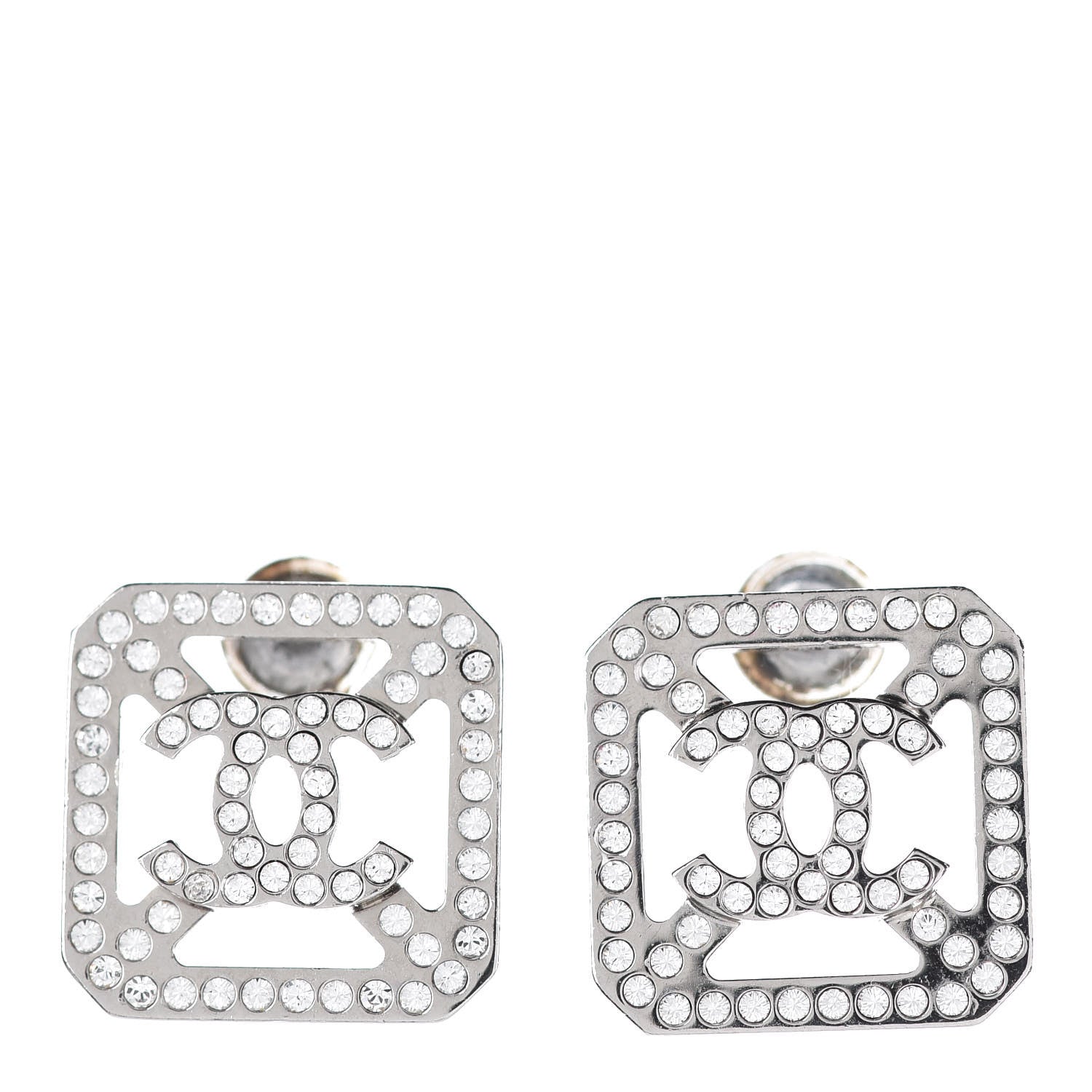 Chanel Crystal CC Earrings Silver 1 of 5