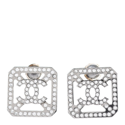 Chanel Crystal CC Earrings Silver 1 of 5