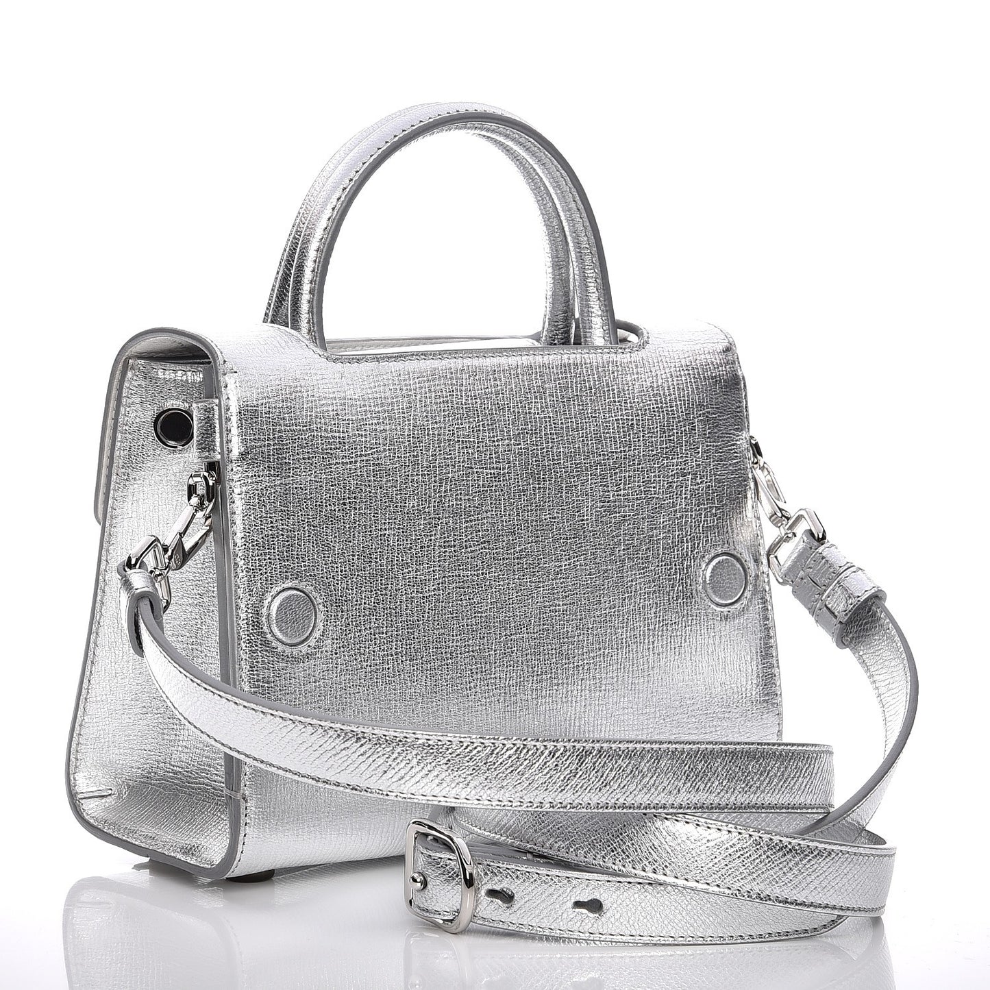 Metallic Grained Calfskin Mini Diorever Flap Silver
