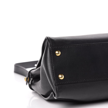 Fendi Vitello Seta Shiny Nappa Medium Peekaboo Iconic Satchel Black 12 of 14