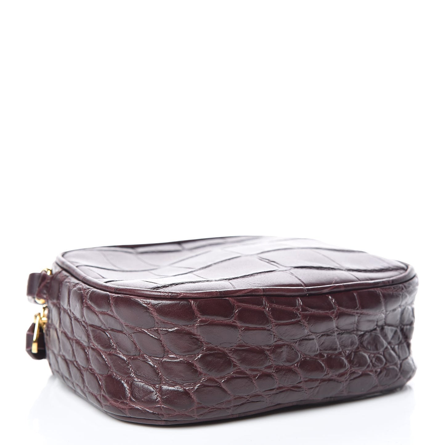Calfskin Crocodile Embossed Mini Camera Shoulder Bag Bordeaux