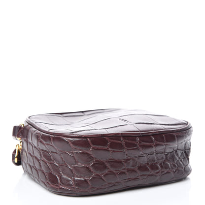 Alexander McQueen Calfskin Crocodile Embossed Mini Camera Shoulder Bag Bordeaux 4 of 9
