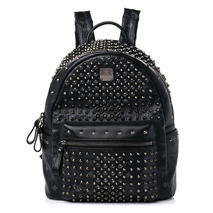 MCM Visetos Swarovski Studded Small Diamond Backpack Black 1 of 8