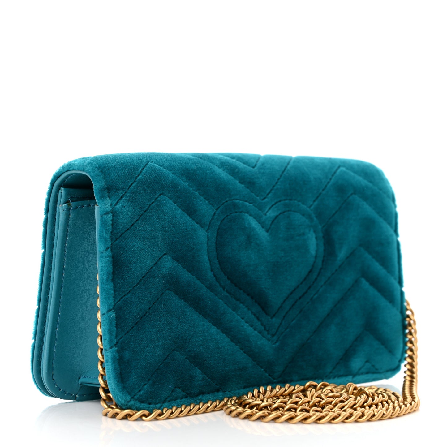 Velvet Matelasse GG Marmont Mini Bag Pavone Cyan