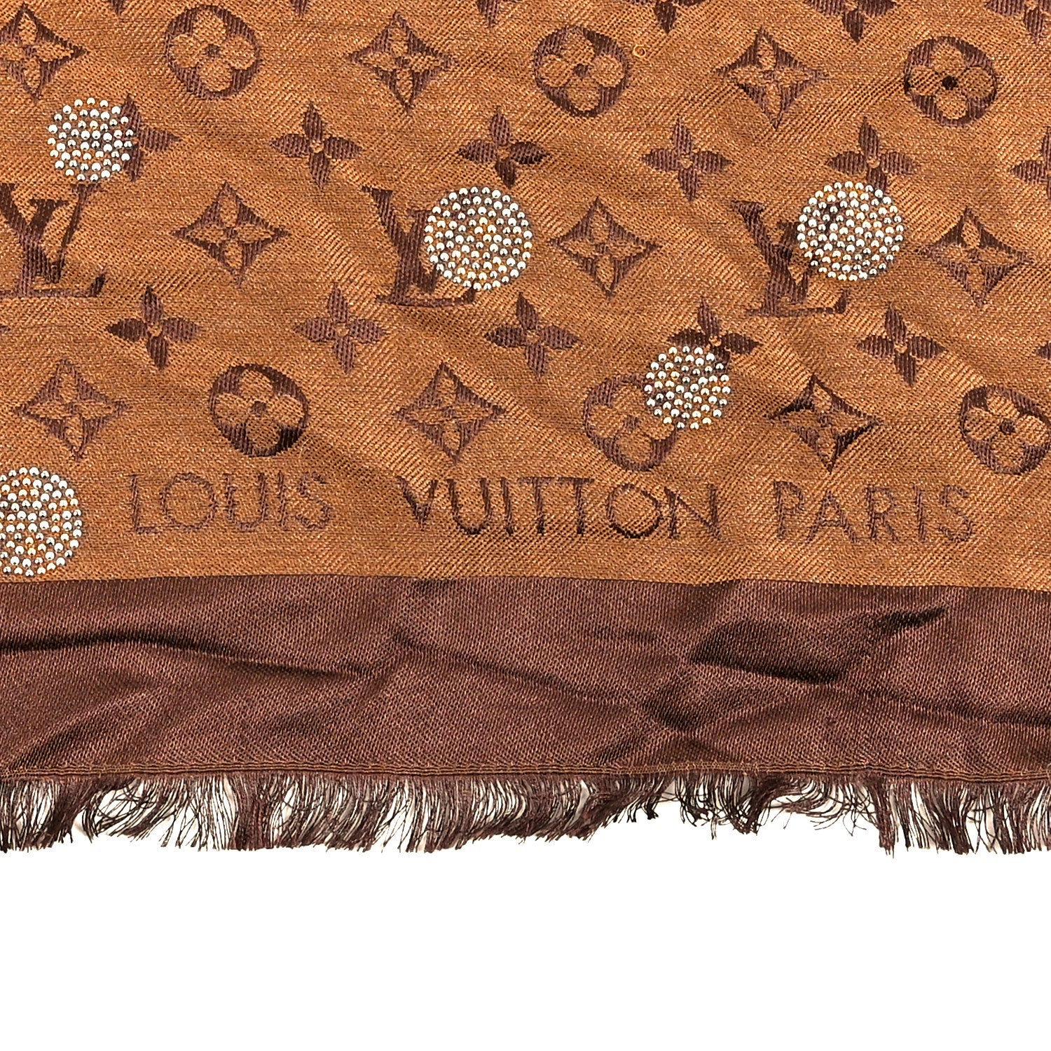 Louis Vuitton Silk Wool Monogram Reverse Dots Shawl Brown 2 of 4