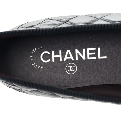 Chanel Aged Calfskin Quilted CC Cap Toe Ballerina Flats 38.5 Black 7 of 9