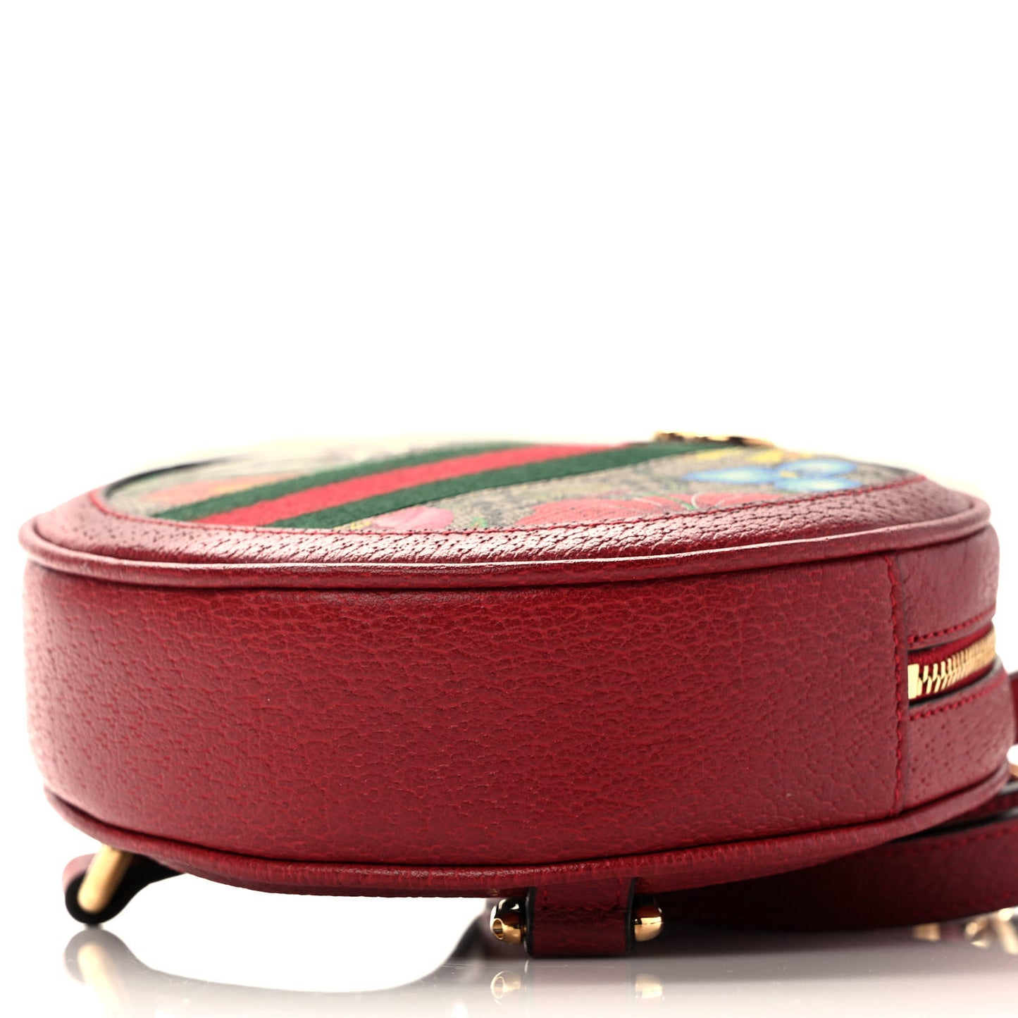 GG Supreme Monogram Web Flora Mini Ophidia Round Backpack Red