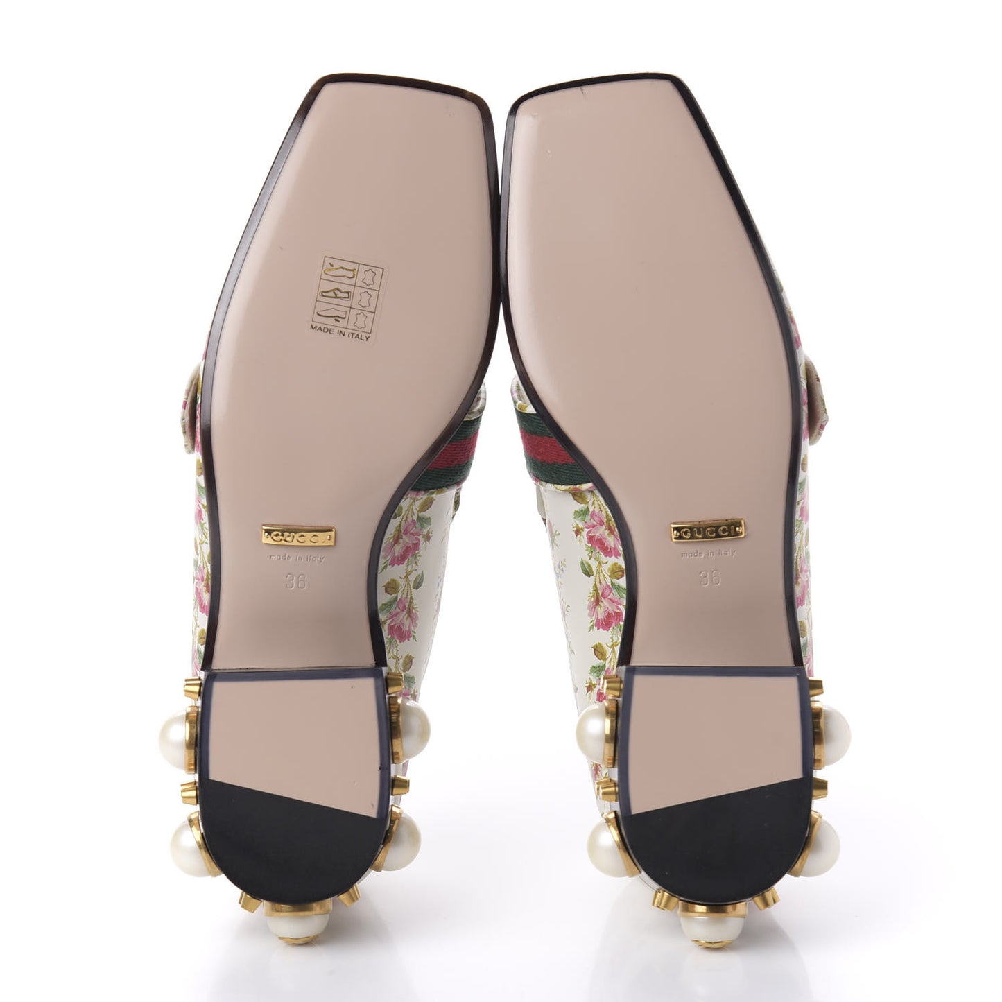 Calfskin Web Pearl Floral Embellished Peyton Loafer 36 White Multicolor