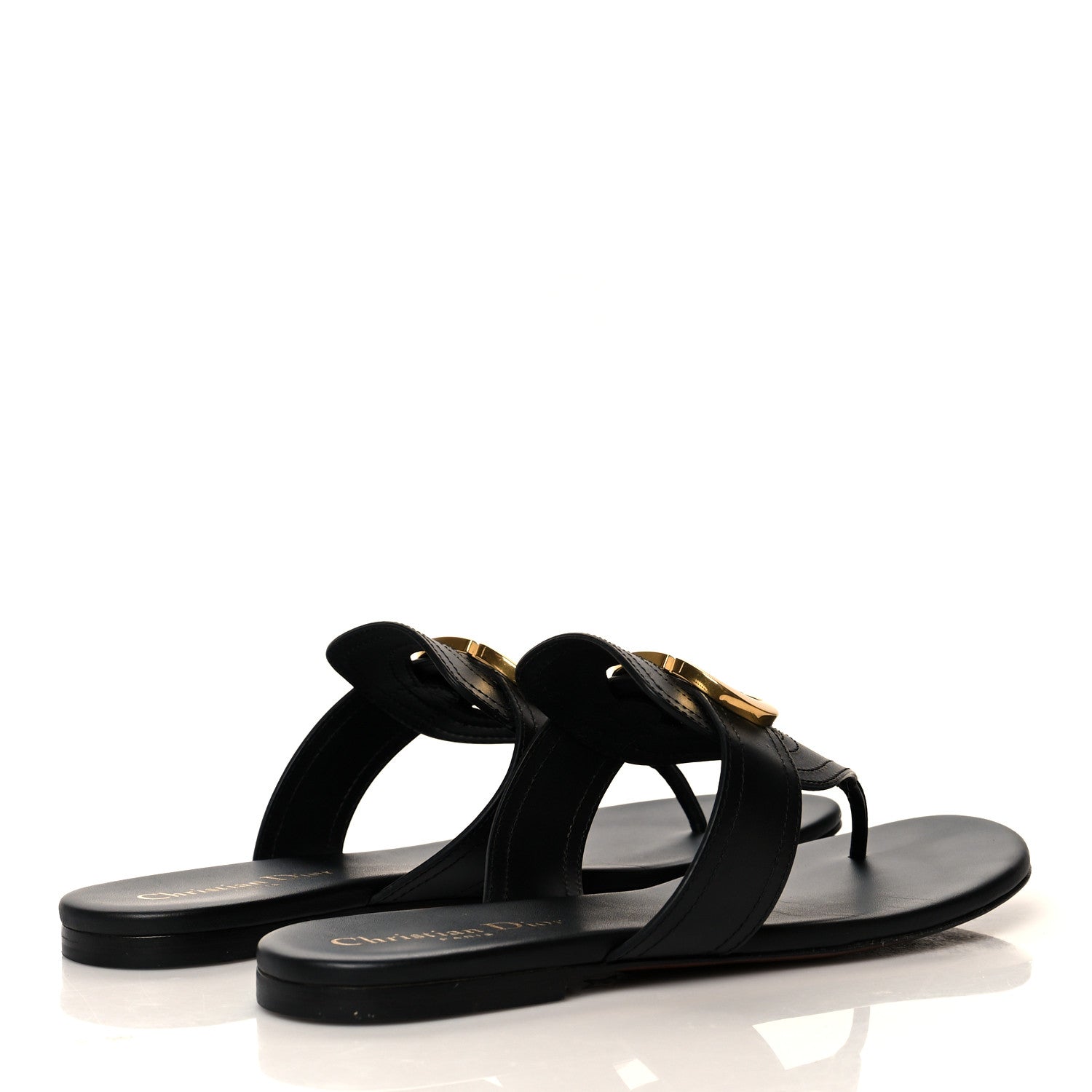 Christian Dior Calfskin 30 Montaigne Thong Sandals 37.5 Black 4 of 8