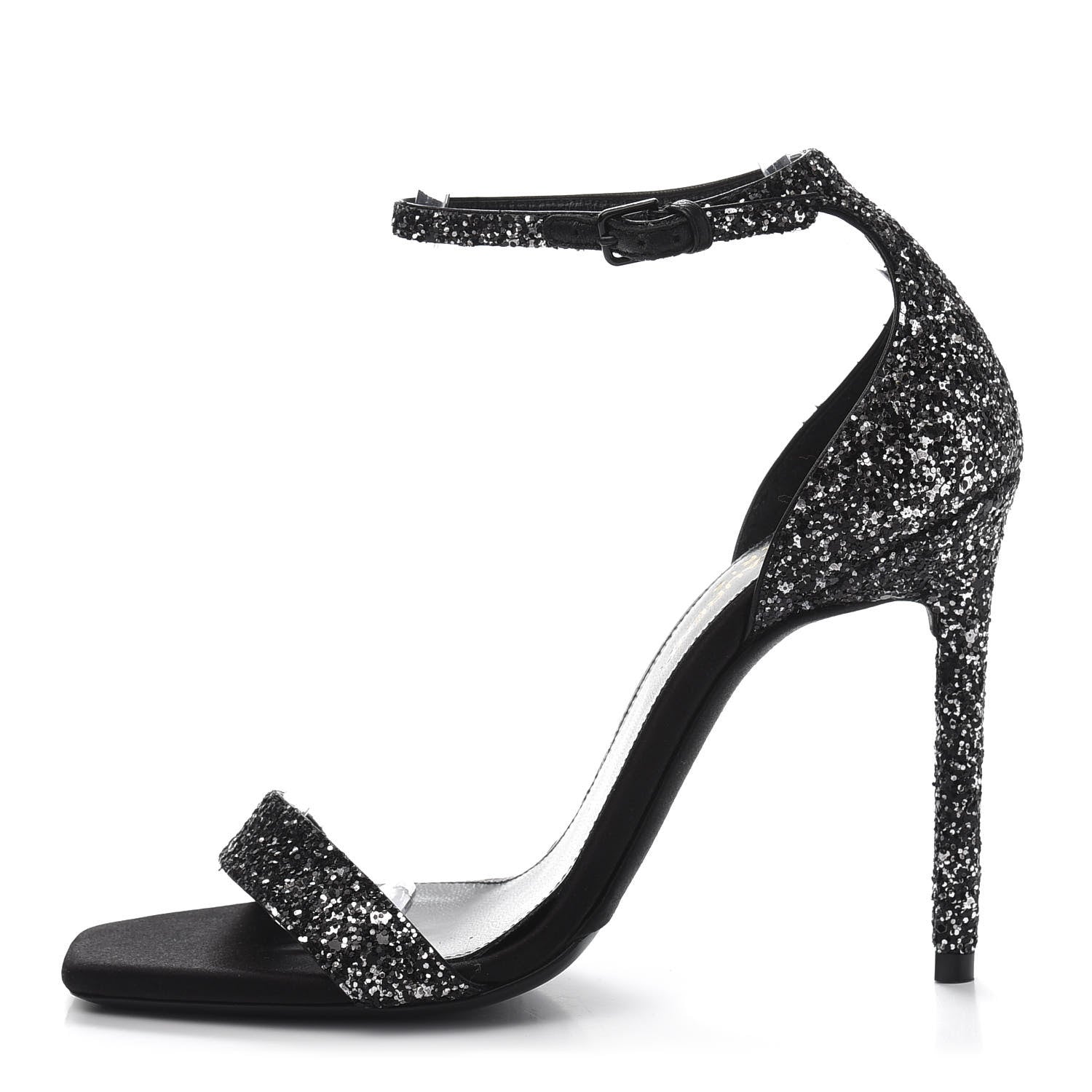 Saint Laurent Glitter Black Amber 105 Sandals 36.5 Black 1 of 10