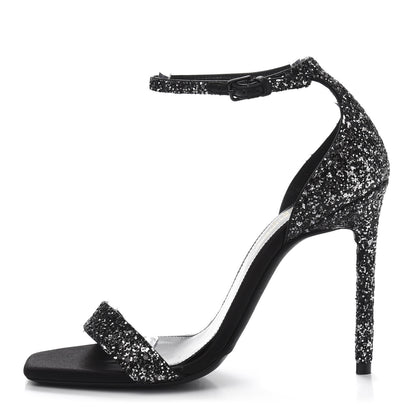Saint Laurent Glitter Black Amber 105 Sandals 36.5 Black 1 of 10