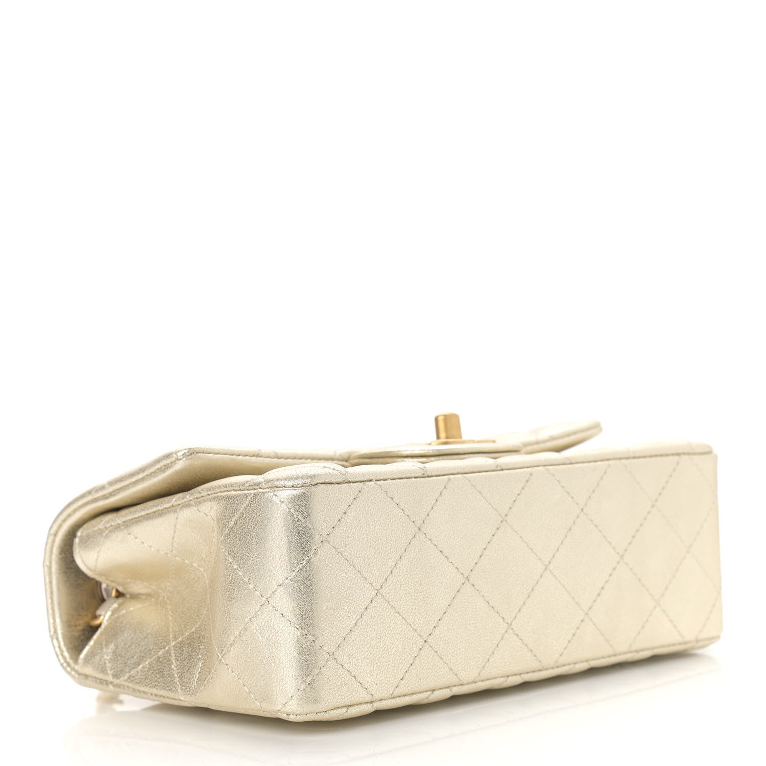 Chanel Metallic Lambskin Quilted Mini Rectangular Flap Gold 3 of 10
