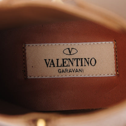 Valentino Garavani Grained Calfskin Rockstud Single Buckle 35mm Cowboy Ankle Boots 41 Nocciola 7 of 7