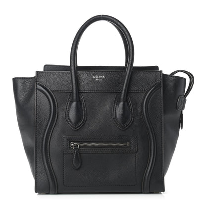 Celine Drummed Calfskin Micro Luggage Black 1 of 11