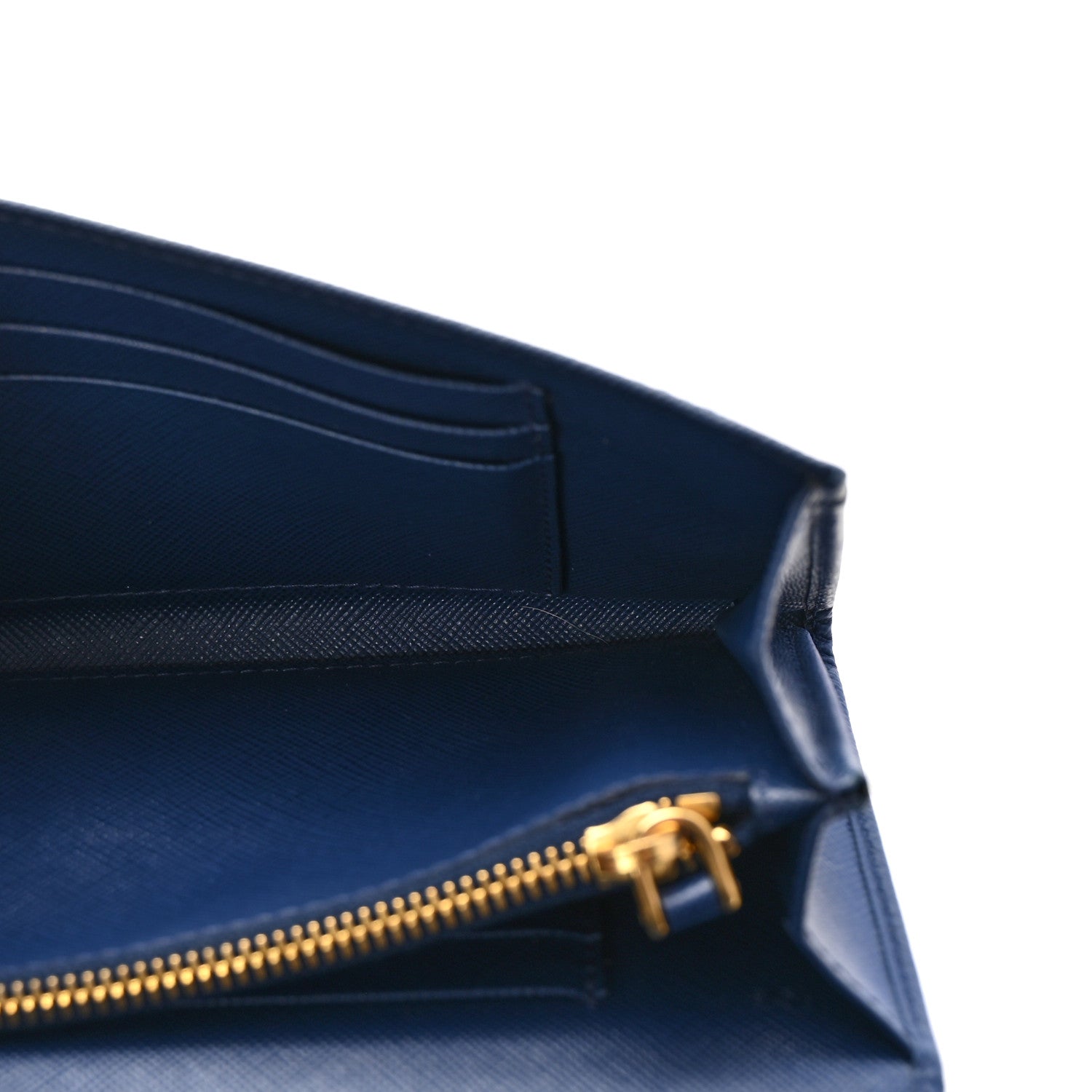Prada Saffiano Metal Bar Flap Wallet with Strap Bleuette 5 of 9