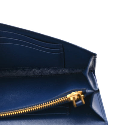 Prada Saffiano Metal Bar Flap Wallet with Strap Bleuette 5 of 9