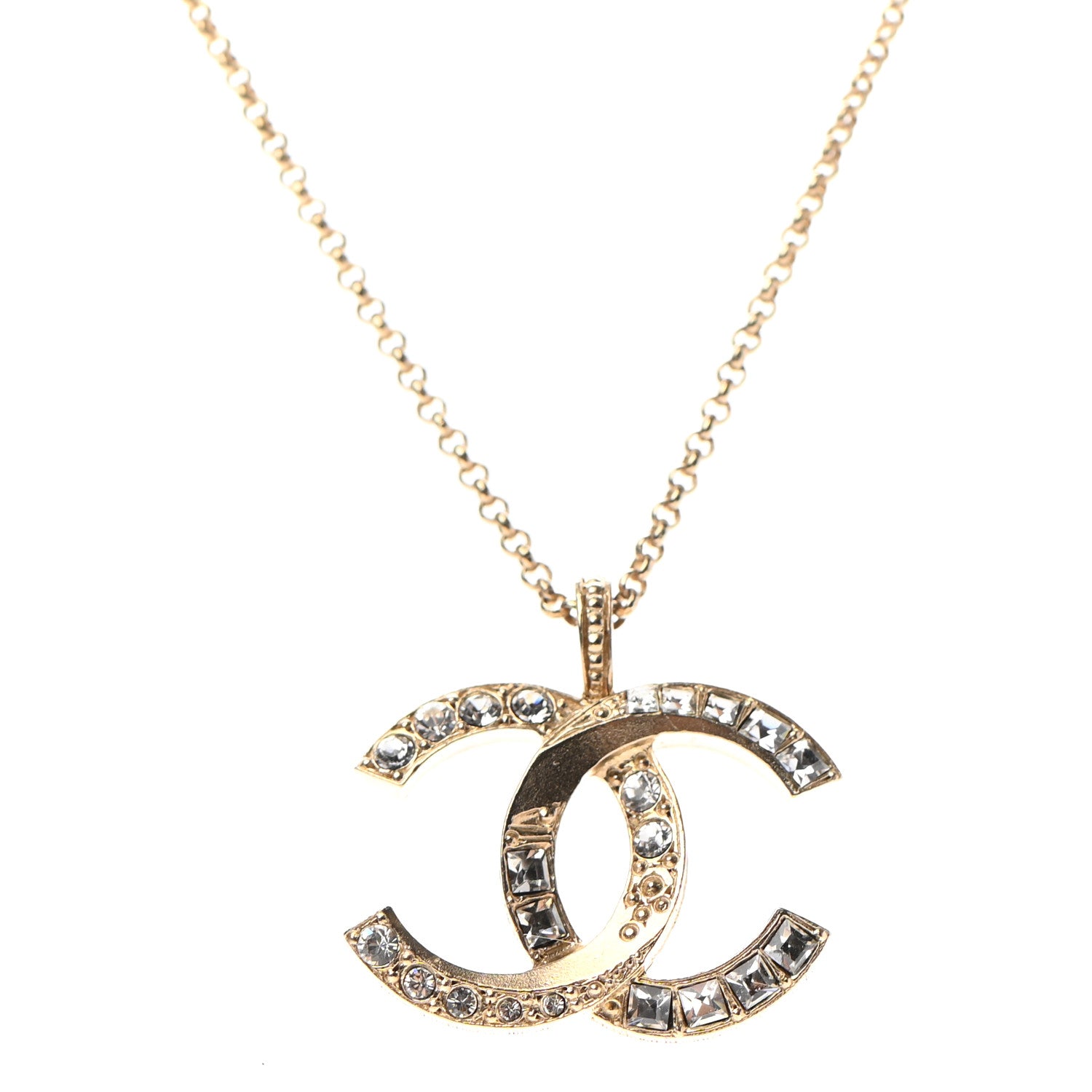 Chanel Crystal CC Chain Necklace Gold 2 of 5