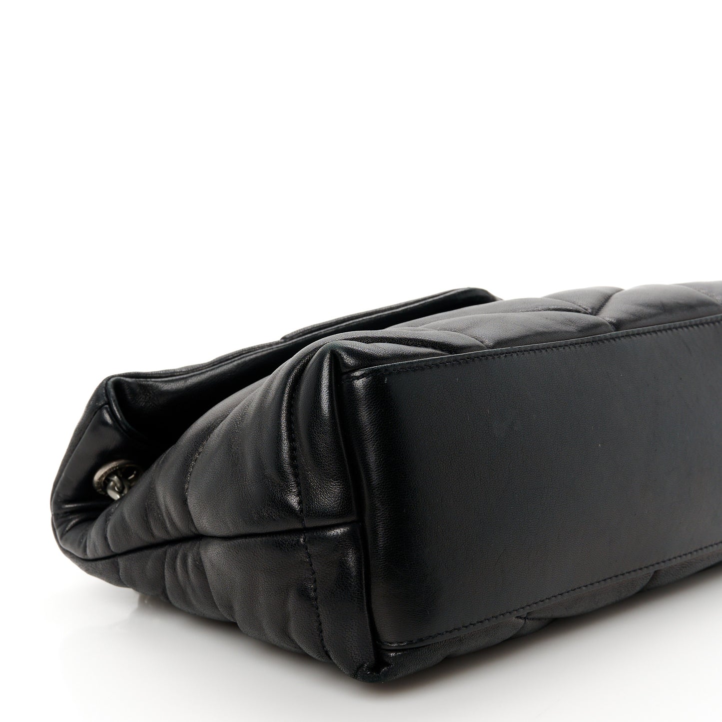 Lambskin Quilted Small Loulou Puffer Monogram Chain Satchel Black