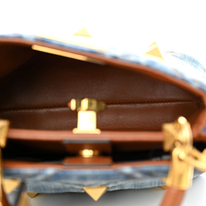 Valentino Garavani Denim Small Roman Stud The Handle Bag Light Denim Selleria 5 of 10