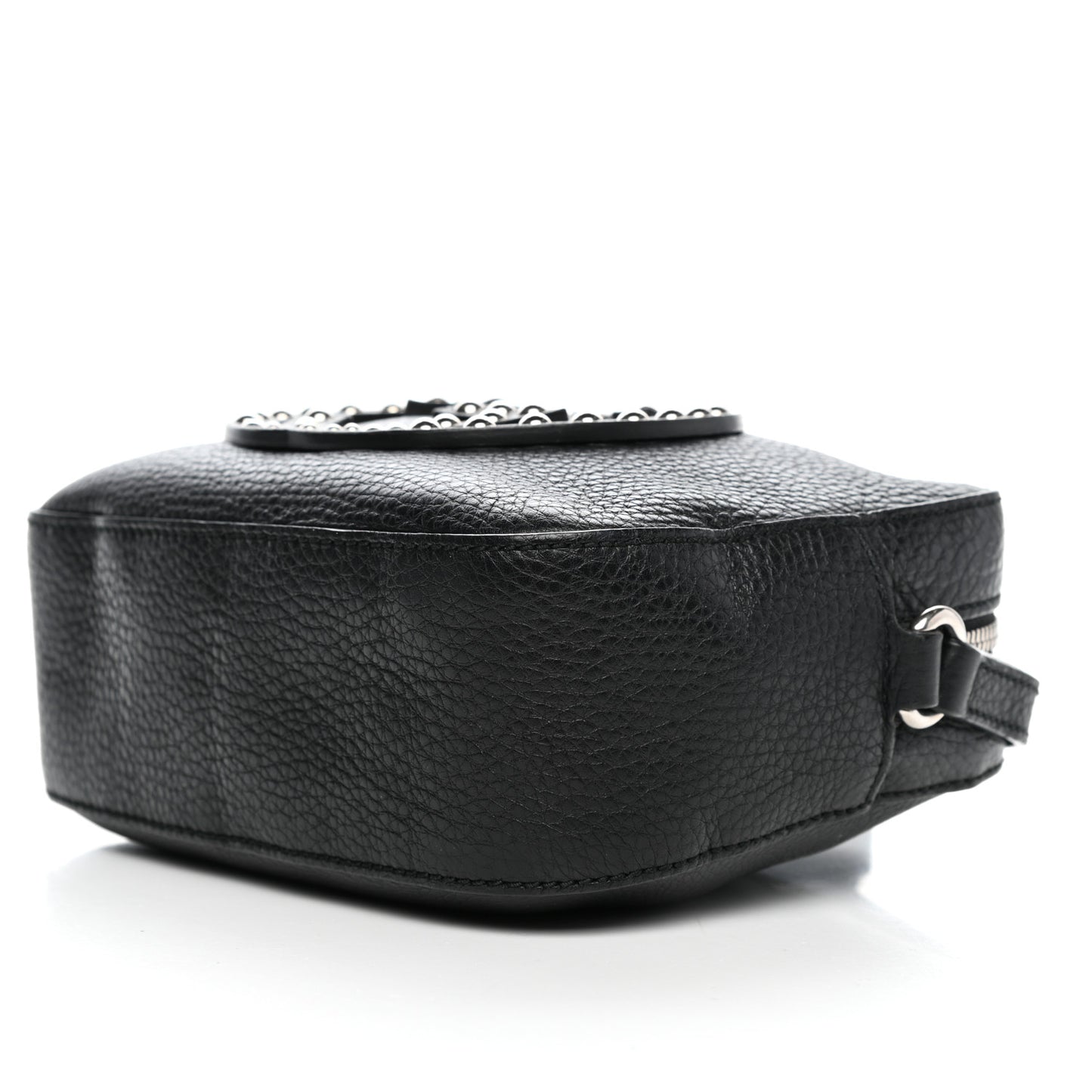 Pebbled Calfskin Studded Small Soho Disco Bag Black