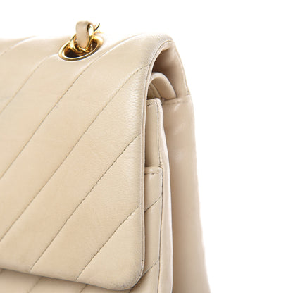 Chanel Lambskin Chevron Quilted Medium Double Flap Beige 12 of 24