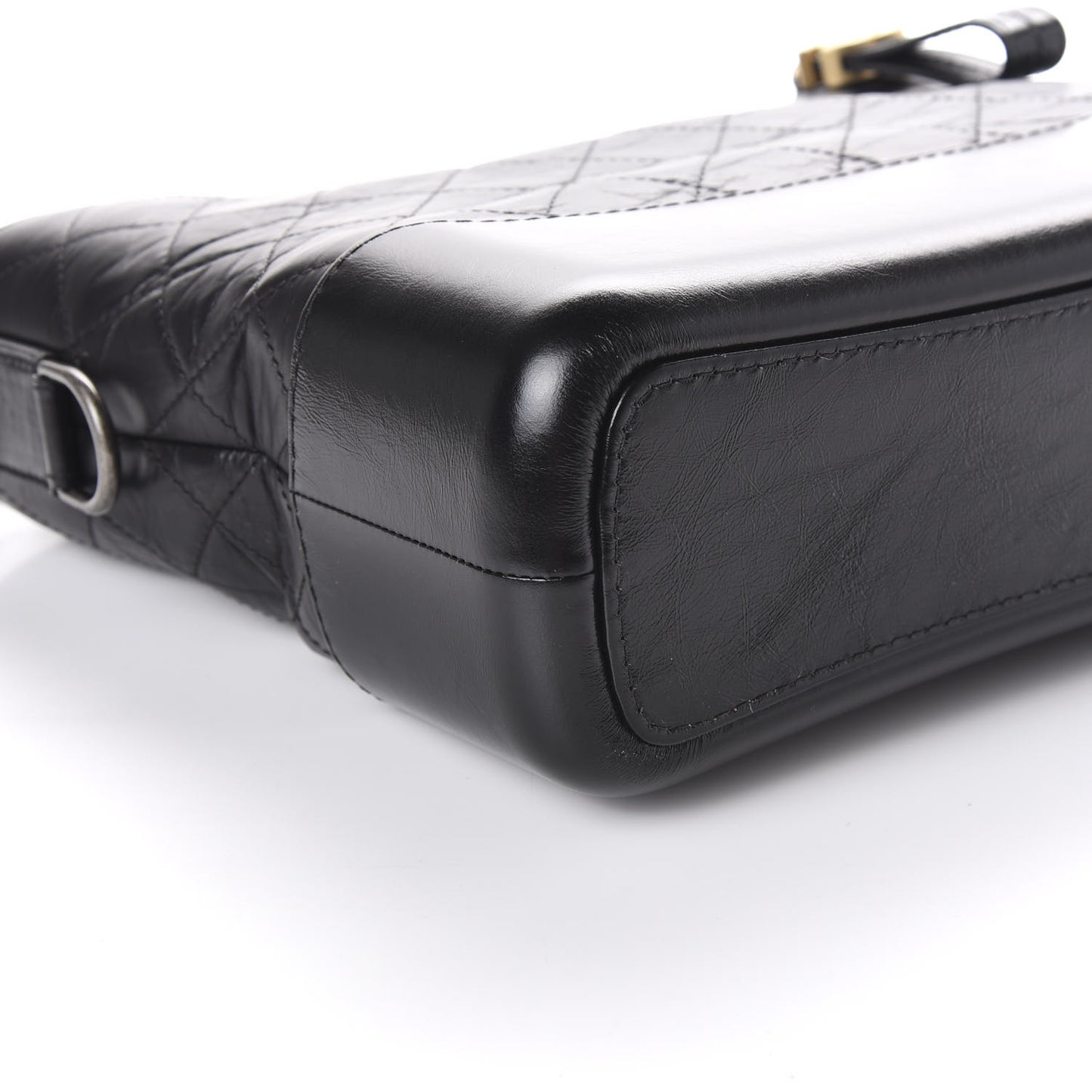 Aged Calfskin Quilted Medium Gabrielle Hobo Black