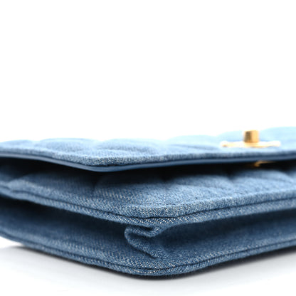 Chanel Denim Quilted CC Pearl Crush Wallet On Chain WOC Blue 11 of 14