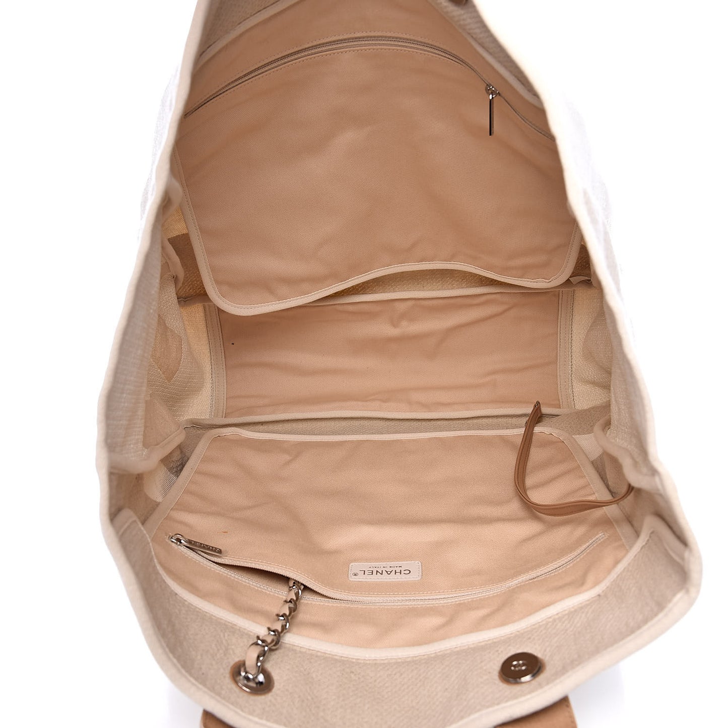 Canvas Large Shopping Tote White Beige