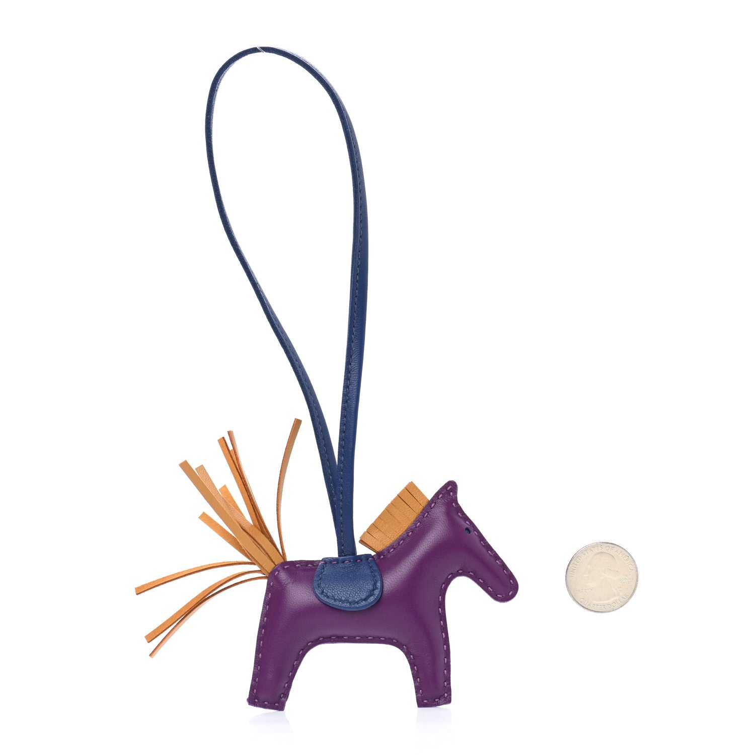 Hermes Milo Lambskin Grigri Rodeo Horse Bag Charm PM Violet Sesame Bleu Saphir 2 of 4