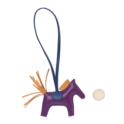 Hermes Milo Lambskin Grigri Rodeo Horse Bag Charm PM Violet Sesame Bleu Saphir 2 of 4