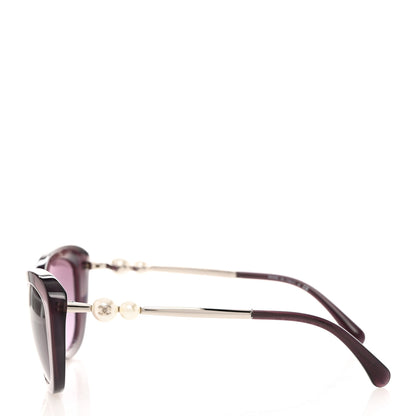 Chanel Acetate Pearl Cat Eye Sunglasses 5340-H Purple 3 of 8