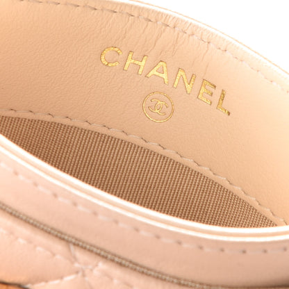 Chanel Shiny Goatskin Quilted Chanel 19 Card Holder Beige 7 of 11