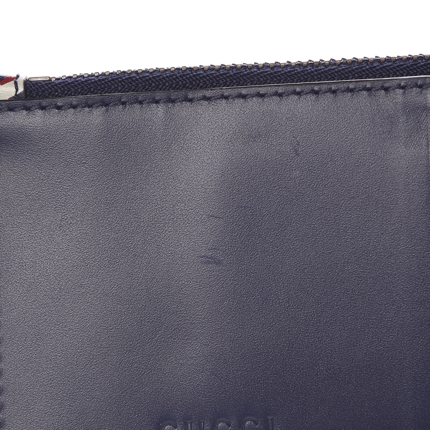 Calfskin GucciGhost Coin Case Card Holder Blue Agata Hibiscus Red
