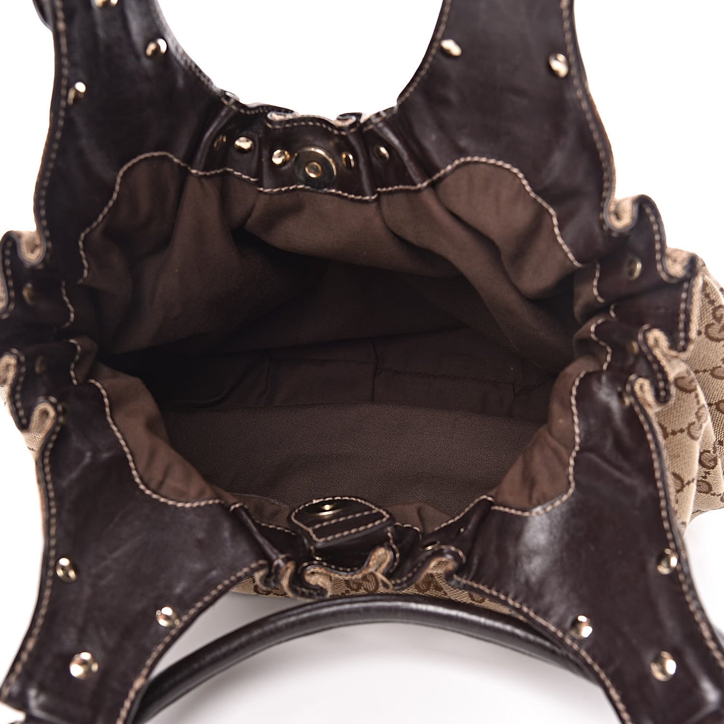 Monogram Studded Medium Pelham Tote Dark Brown