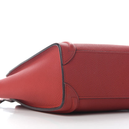Celine Drummed Calfskin Nano Luggage Red 7 of 11