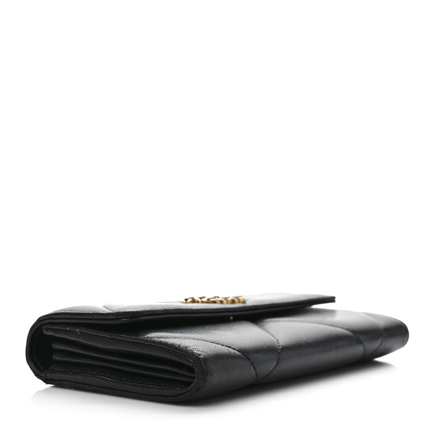 Lambskin Quilted Chanel 19 Flap Wallet Black