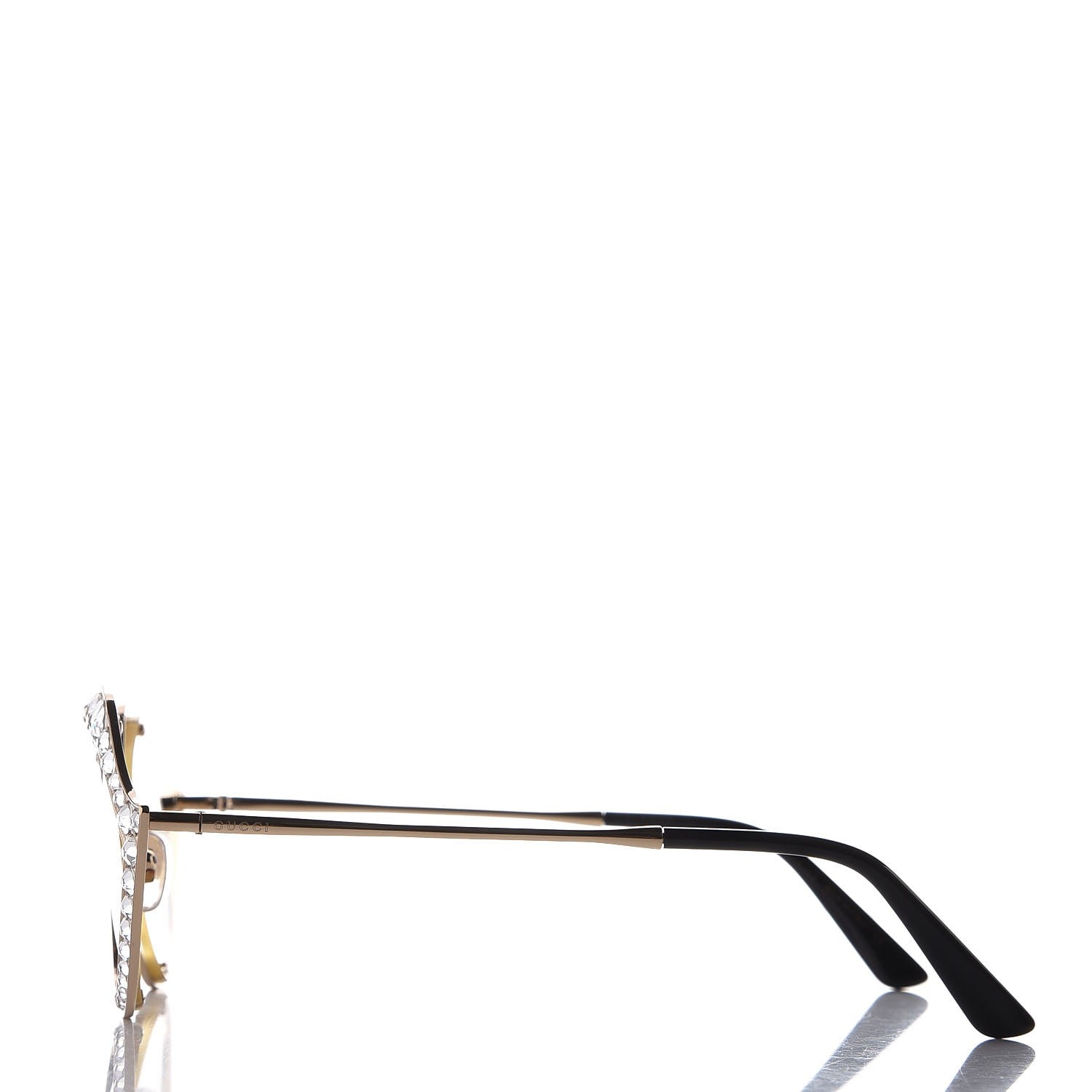 Gucci Metal Crystal Cat Eye Sunglasses GG0046S Gold 3 of 7