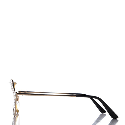 Gucci Metal Crystal Cat Eye Sunglasses GG0046S Gold 3 of 7