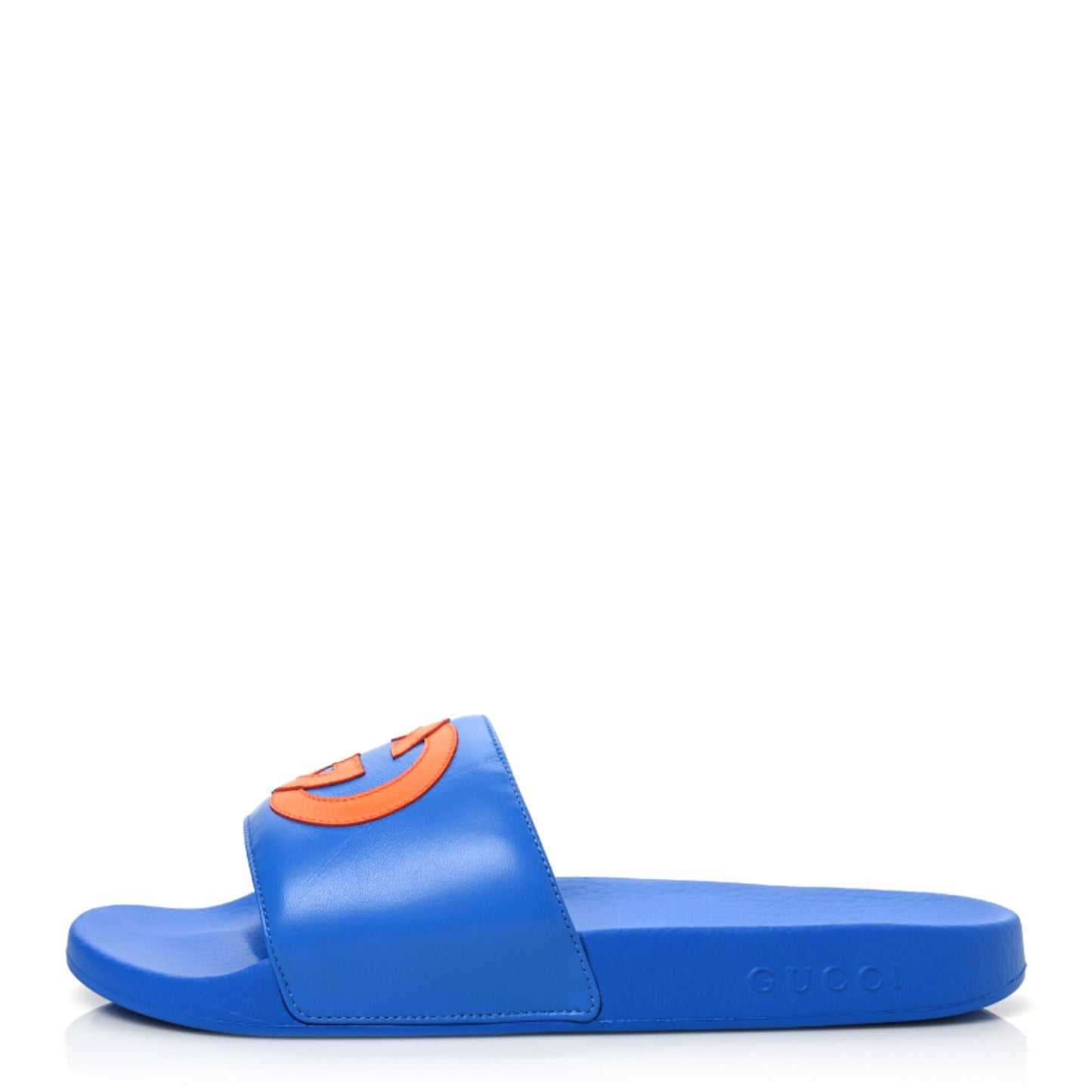Nappa Miro Soft Calfskin Interlocking G Mens Slide Sandals 9 Bright Splash Carrot Orange