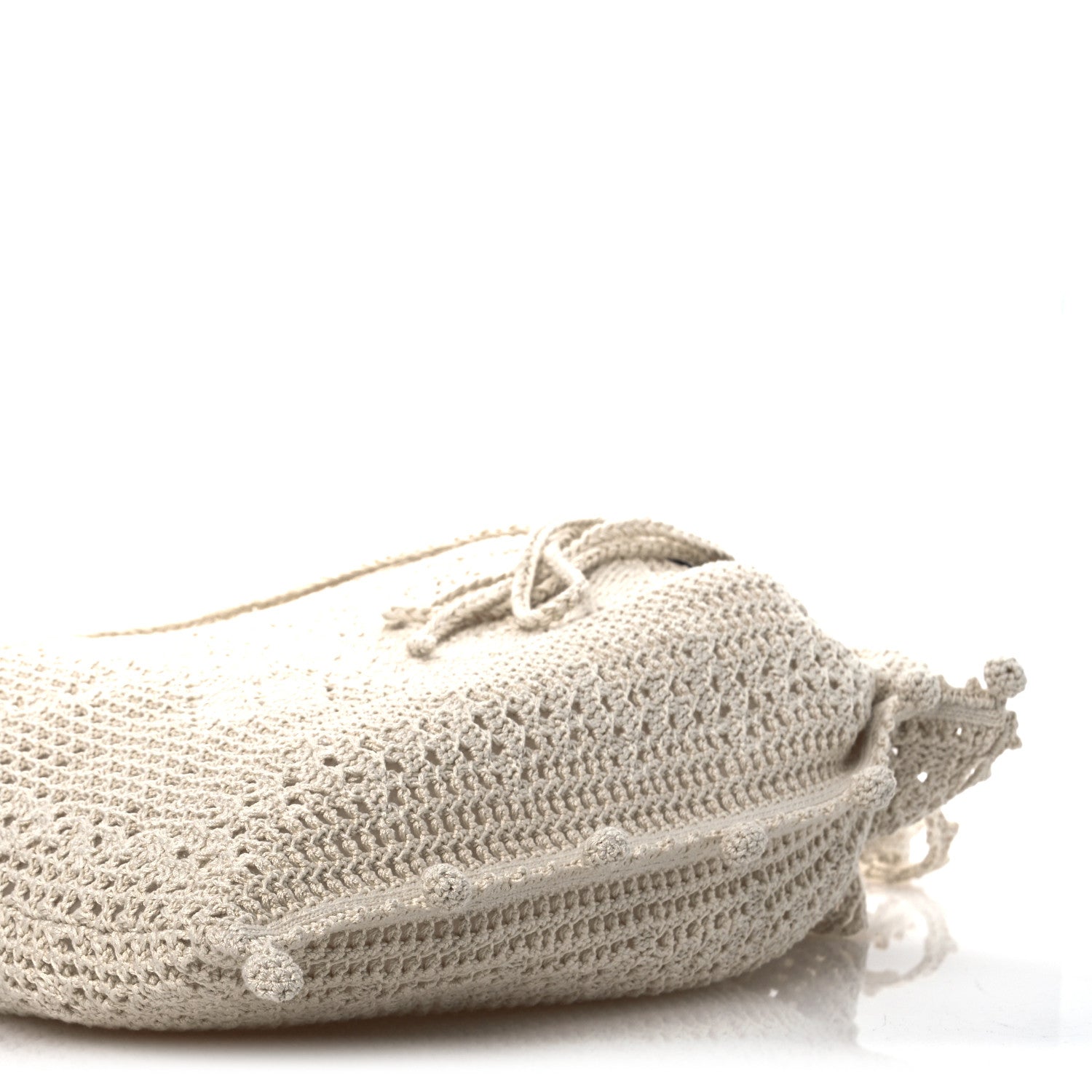 Miu Miu Cotton Crochet Floral Motif Tote Bag Chalk White 1695518