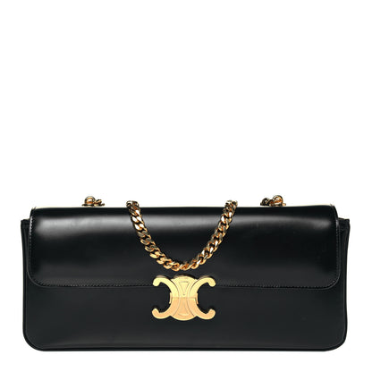 Celine Shiny Calfskin Triomphe Chain Bag Black 1 of 9