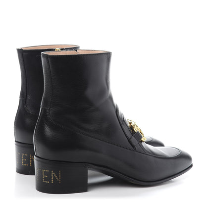Gucci Goatskin Kitten Chain Horsebit Ankle Boots 38.5 Black 4 of 10