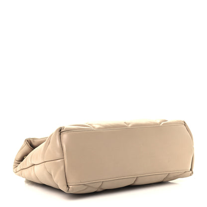 Saint Laurent Lambskin Quilted Medium Loulou Puffer Monogram Chain Satchel Dark Beige 3 of 10