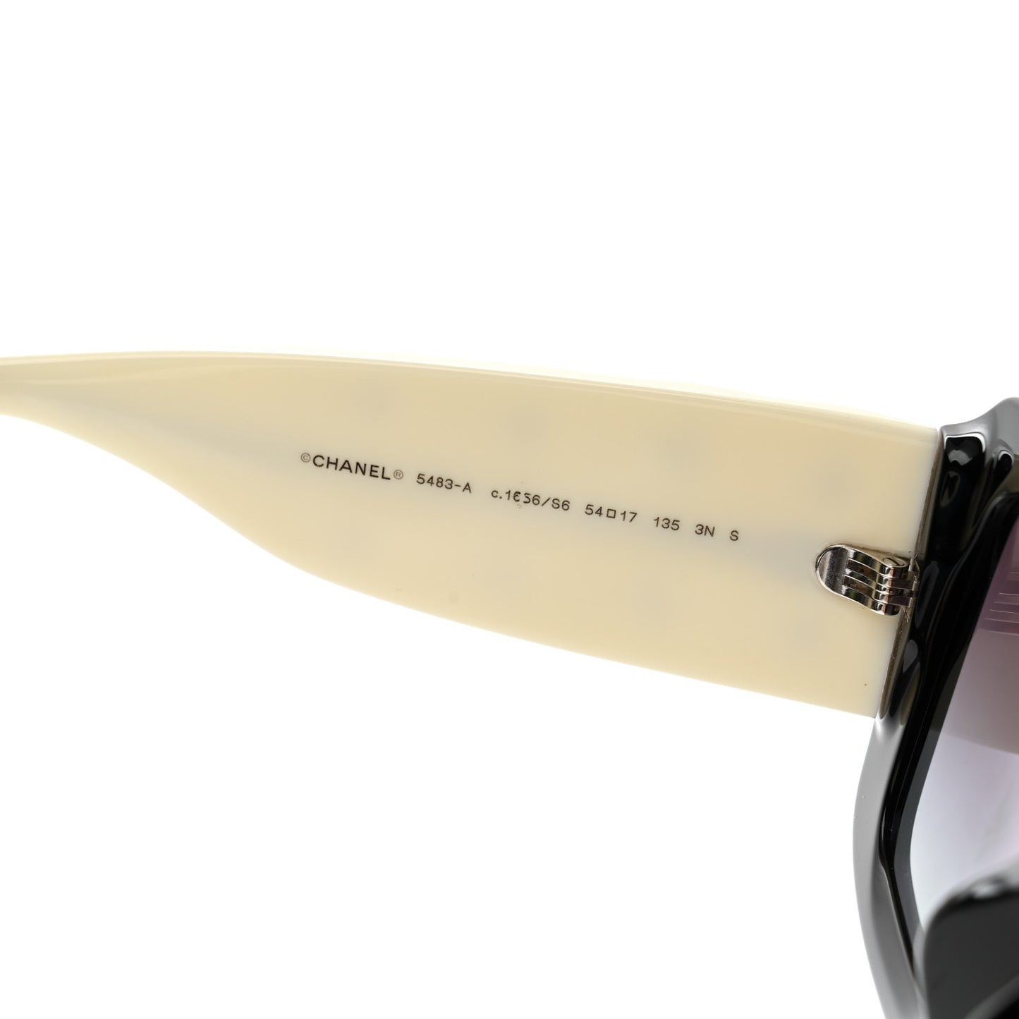 Acetate Quilted CC Rectangle Sunglasses 5483-A White Black