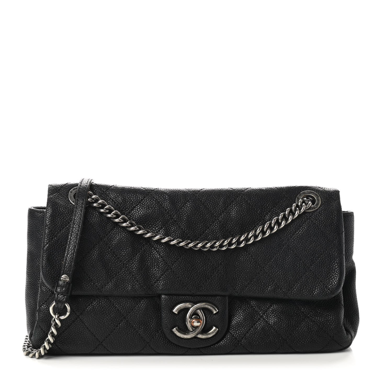 Caviar Quilted Medium Simply CC Flap Black