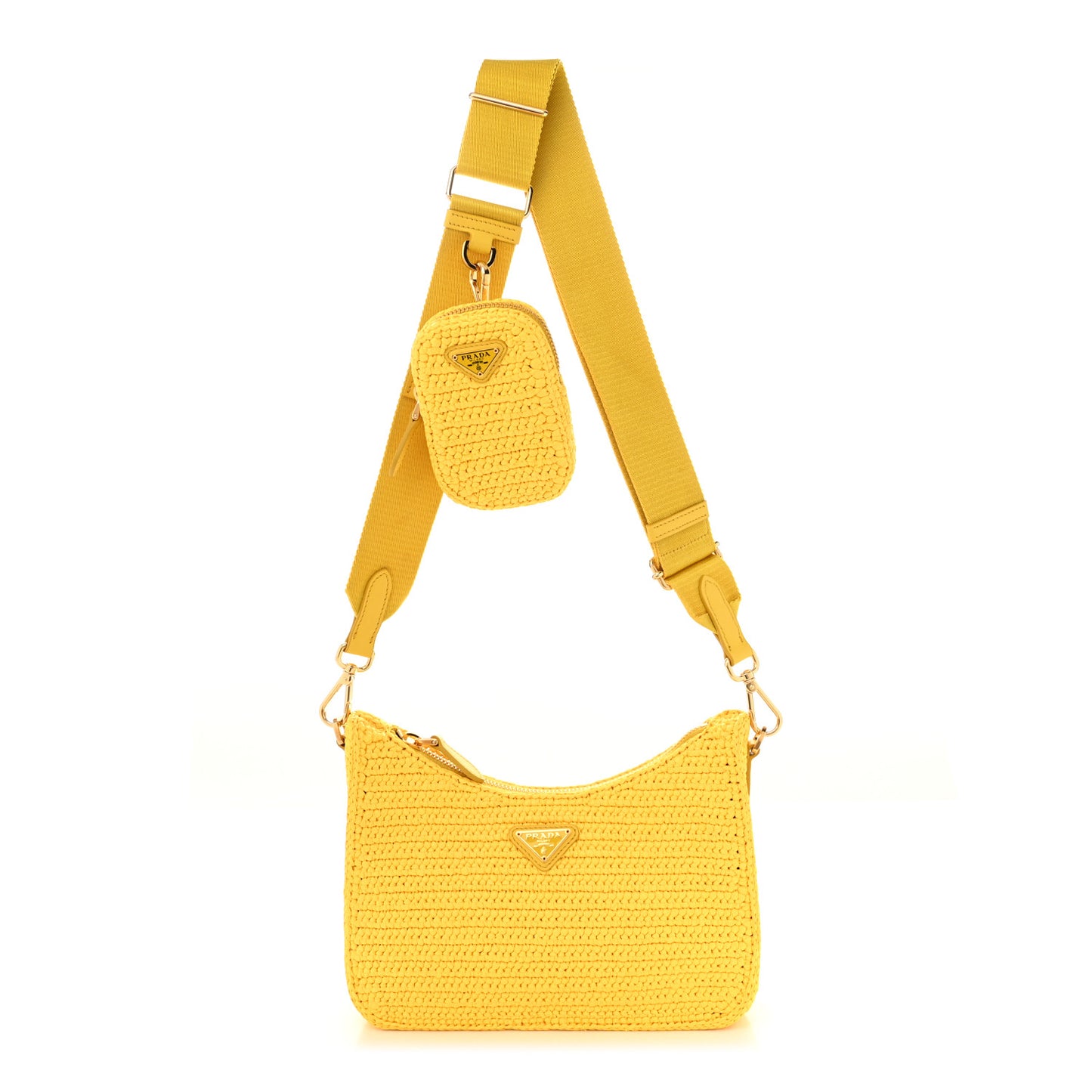 Yarn Raffia Effect Crochet Re-Edition 2005 Shoulder Bag Giallo