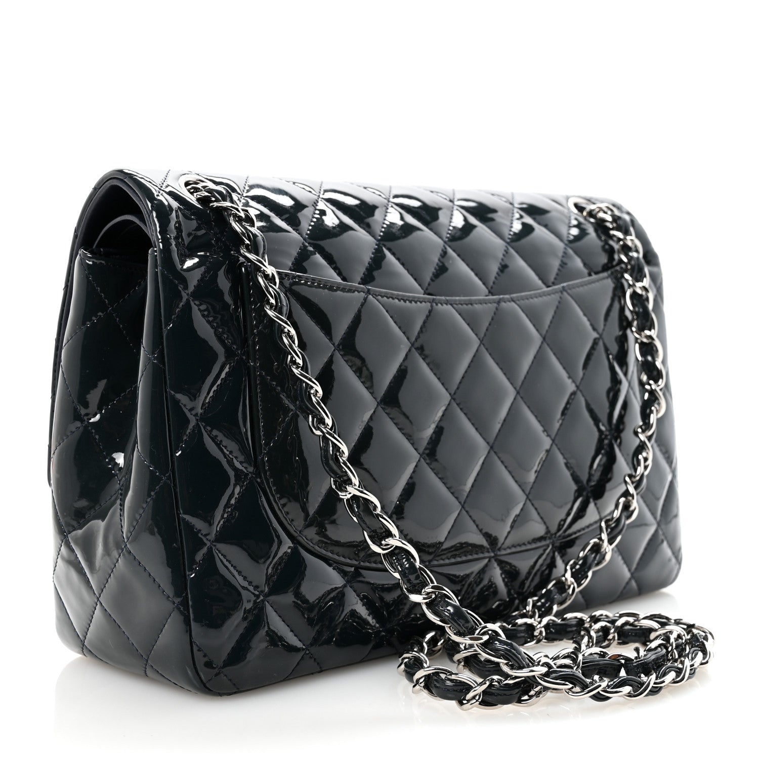 Chanel Patent Quilted Jumbo Double Flap Navy 3 of 11