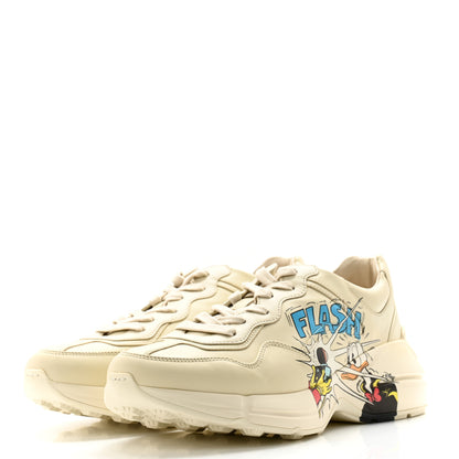 Gucci X DISNEY Calfskin Donald Duck Mens Rhyton Sneakers 6 Ivory 3 of 10