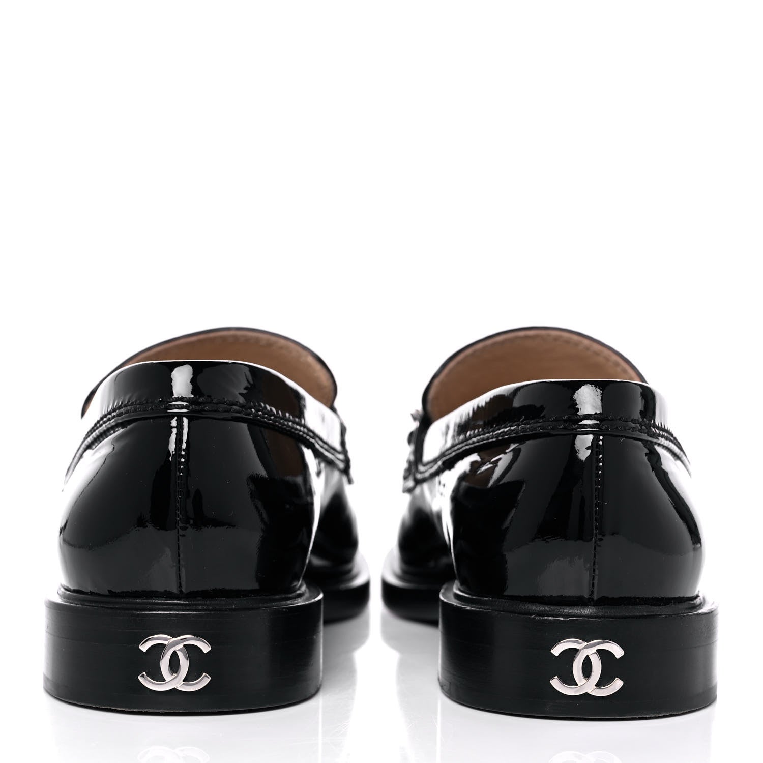 Chanel Patent Calfskin Logo Loafers 40 Black 5 of 12