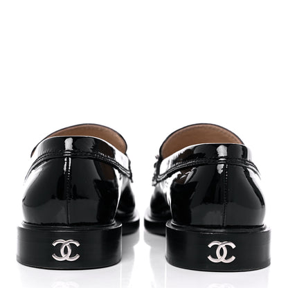 Chanel Patent Calfskin Logo Loafers 40 Black 5 of 12